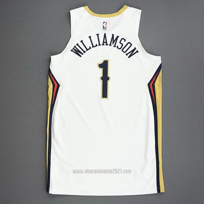 Camiseta New Orleans Pelicans Zion Williamson #1 Association Autentico 2020-21 Blanco